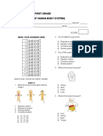 English Exam - First Grade Unit 6 (Charts of Human Body System)