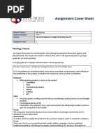 Assignment Cover Sheet: Marking Criteria