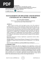 Management of Disaster and Business Continuity in A Digital World