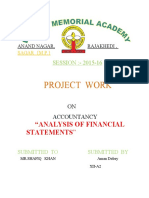 Project Work: "Analysis of Financial Statements"