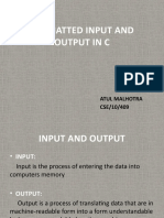 Formatted Input and Output in C