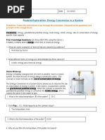 S Tudent Exploration: Energy Conversion in A System