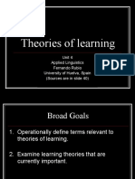 Theories of Learning: Unit 4 Applied Linguistics Fernando Rubio University of Huelva, Spain (Sources Are in Slide 40)