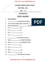 CBSE Class 4 Maths Revision Worksheet (124) - Metric Measures