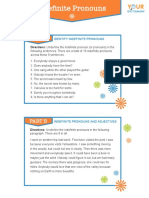 Part A: Directions: Underline The Indefinite Pronoun (Or Pronouns) in The