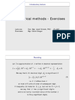 Numerical Methods - Exercises: Introductory Lecture