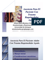 Trauma Raquimedular Agudo y Anestesia