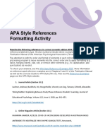 APA Style References Formatting Activity: 7th Edition