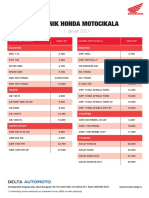 Cenovnik Honda Motocikala: 1. Januar 2021