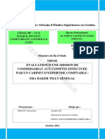 Evaluation D'une Mission de Commissariat Aux Comptes Effectuee Par Un Cabinet D'expertise Comptable Era Baker Tilly Senegal