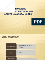 Cognitive Linguistic Assessment Protocol For Adults - Kannada Clap-K