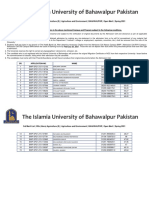 3rd Merit List BSC Hons Agriculture E Agriculture and Environment BAHAWALPUR Open Merit Spring 2021