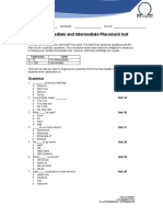 Pre-Intermediate and Intermediate Placement Test: Grammar