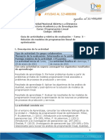 Guía de Actividades y Rúbrica de Evaluación - Unidad 2 - Tarea 3 - Solución de Modelos de Programación Lineal de Optimización