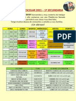 Horario Escolar 2021 - 1º Secundaria: ¡Un Abrazo!