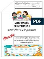 Avaliação de Recuperação Andreia 01 A 05 Março