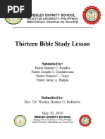 Thirteen Bible Study Lesson: Wesley Divinity School