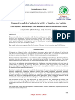 Comparative Analysis of Antibacterial Activity of Four Piper Betel Varieties