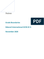 Grade Boundaries Edexcel International GCSE (9-1) November 2020