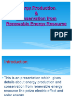 Energy Production & Conservation From Renewable Energy Resource