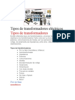 Tipos de Transformadores Eléctricos