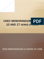 Ched Memorandum Order 10 AND 27: Series of 1998