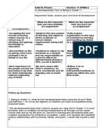 Worksheet On Developmental Task of Being in Grade 11