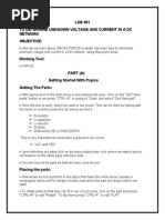 LAB #01 To Determine Unknown Voltage and Current in A DC Network Objective
