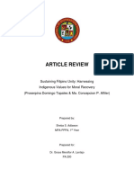 ARTICLE REVIEW: Sustaining Filipino Unity: Harnessing Indigenous Values For Moral Recovery (Proserpina Domingo Tapales & Ma. Concepcion P. Alfiler)