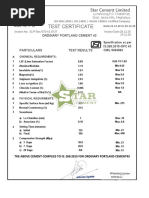 Test Certificate: Star Cement Limited