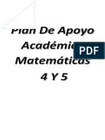 PLAN DE APOYO ACDÉMICO - Matemáticas 4 y 5 2021