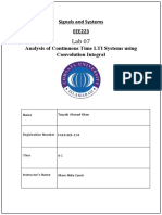 Signals and Systems EEE223 Analysis of Continuous Time LTI Systems Using Convolution Integral