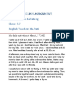 English Assignment: Name: Janetha Lahutung Class: 7.7 English Teacher: Ms - Puti