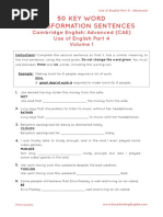 50 Key Word Transformation Sentences: Cambridge English: Advanced (CAE) Use of English Part 4