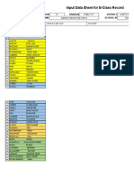 Input Data Sheet For E-Class Record: Region Division District School Name School Id