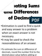 Estimating Sums and Differences of Decimals