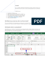 Q1) Explain MS Excel in Brief.: Workbook and Worksheet