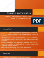 Discrete Mathematics: Chapter 1: The Foundations: Logic and Proofs Section 1.7: Introduction To Proofs