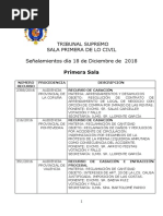 Agenda de Señalamientos TS Del 17 Al 21 de Diciembre de 2018 - Día 18