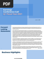 Earnings Conference Call: Q1 Fiscal Year 2021