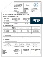 High Voltage Test: Site Acceptance Test Report For 22 KV MV Panel