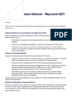 Update On Pearson Edexcel May-June 2021 Exam Series