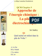 Approche de L'énergie Chimique: La Pile Électrochimique: QCM Chapitre 9