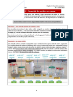 Activité 2: Quantité de Matière Et Masse