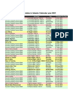 Important Dates in Islamic Calendar Year 2021