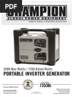 Portable Inverter Generator: 2000 Max Watts / 1700 Rated Watts