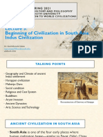 Beginning of Civilization in South Asia: Indus Civilization: SPRING 2021