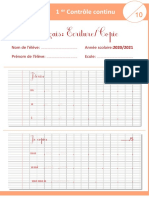 1 Er Contôle Continu Francais - Ecriture Copie