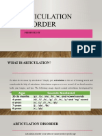 Articulation Disorder: Presented by