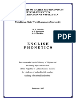 English Phonetics: The Ministry of Higher and Secondary Special Education of The Republic of Uzbekistan